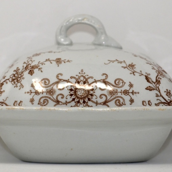 Vintage brown and white  Alfred Meakin Melton England Covered Serving Dish - Picture 8 of 11